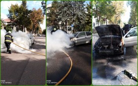 VIDEO // Incendiu lângă Parlamentul Republicii Moldova. Un automobil a izbucnit în flăcări pe o stradă din spatele edificiului de stat